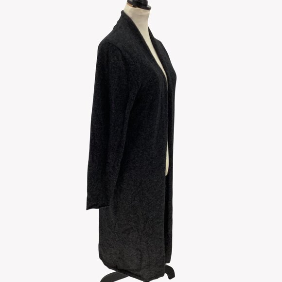 Lusso Cashmere Open Front Long Cardigan Sweater L Black Made In China - Picture 3 of 7